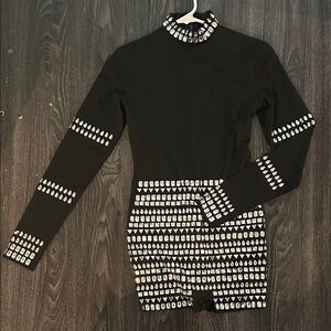 Black and White Rhinestone Jumpsuit/Romper